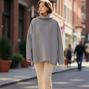 GAP GapFit Gray Chevron Knit Sweater | Women’s Size L | Cozy Pullover